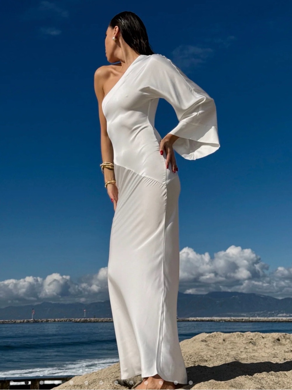 NWT JLuxLabel Femme Drape Maxi Dress Medium Wedding Bridal